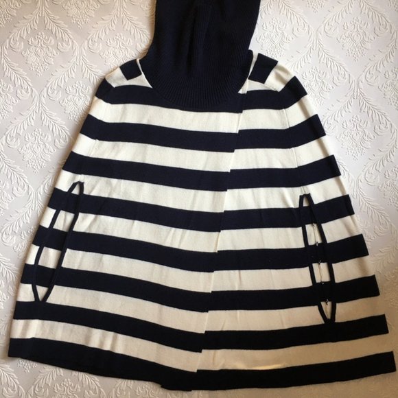 TALBOTS ,  sailor Stripe Turtleneck Cape - Picture 1 of 7